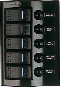 WAVE ROCKER SWITCH BREAKER PANEL (SEA-DOG) 6-1/2"
