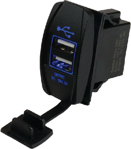 DOUBLE USB ROCKER SWITCH POWER SOCKET (SEA-DOG) 13/16"